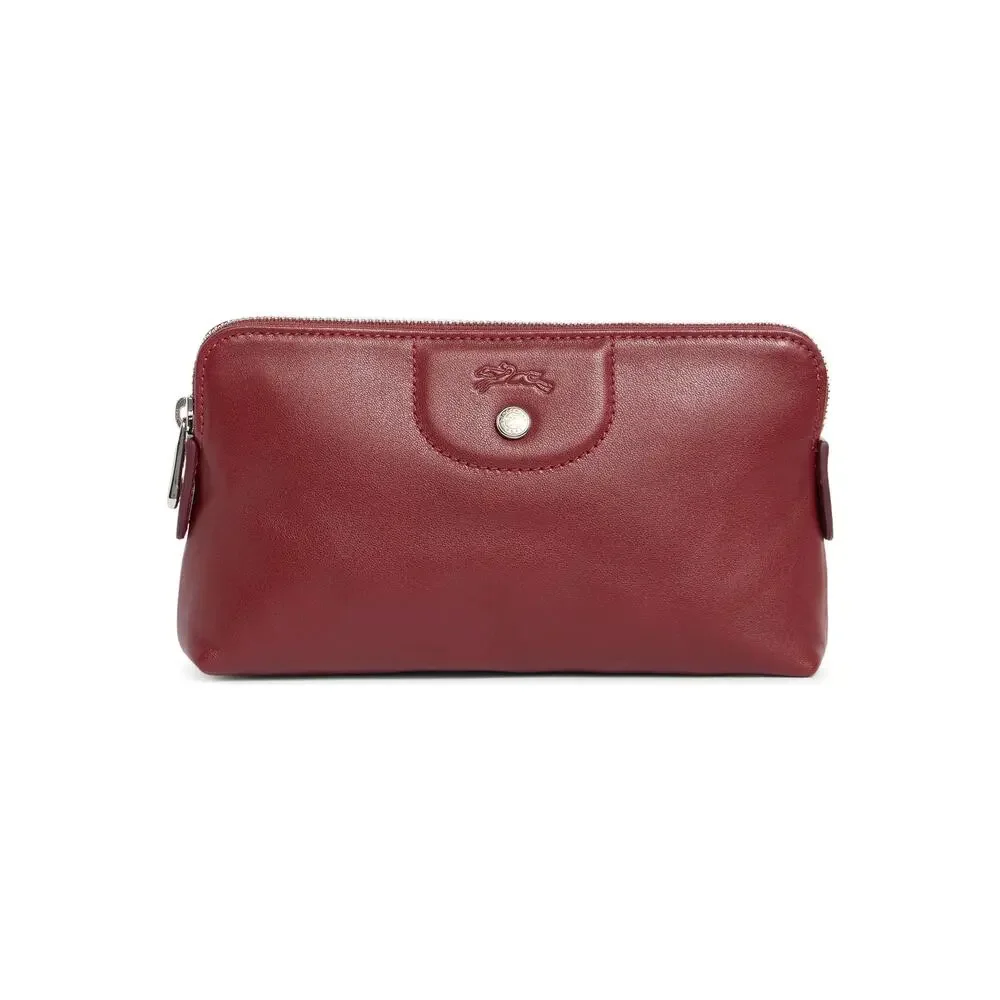 Longchamp Le Pliage Cuir Cosmetic Case in Red Lacquer